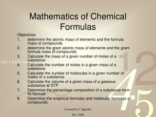 Mathematics of Chemical Formulas