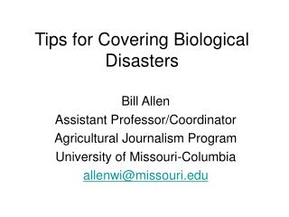 Tips for Covering Biological Disasters