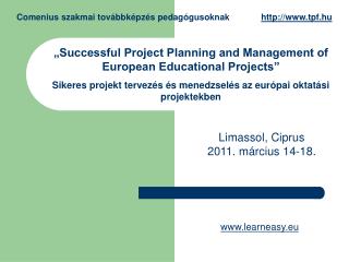 „Successful Project Planning and Management of European Educational Projects”