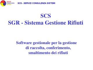 SCS SGR - Sistema Gestione Rifiuti