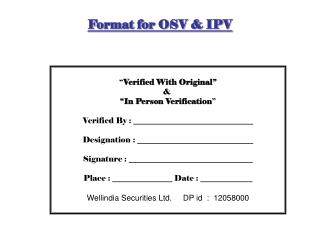Format for OSV &amp; IPV