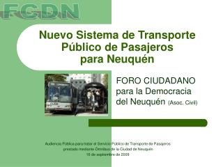 Nuevo Sistema de Transporte Público de Pasajeros para Neuquén
