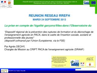 REUNION RESEAU RREFH MARDI 24 SEPTEMBRE 2013