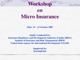 Date: 14 – 15 October 2005 Jointly Conducted by: