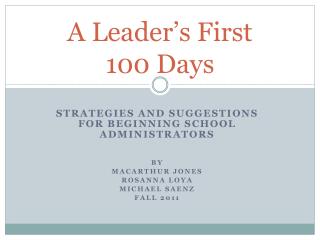 A Leader’s First 100 Days