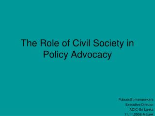 The Role of Civil Society in Policy Advocacy