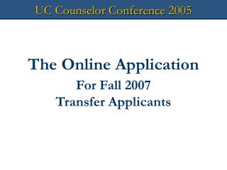 The Online Application