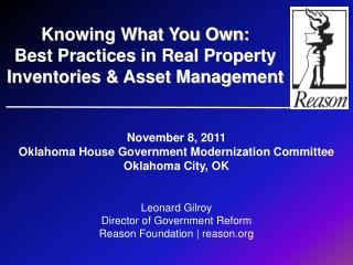 November 8, 2011 Oklahoma House Government Modernization Committee Oklahoma City, OK