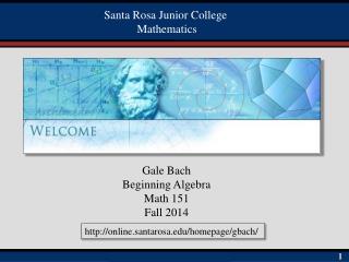 Gale Bach Beginning Algebra Math 151 Fall 2014