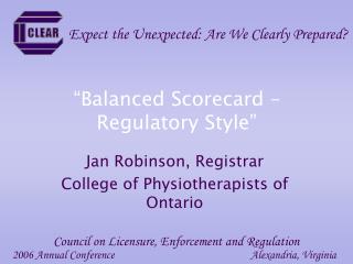 “Balanced Scorecard – Regulatory Style”