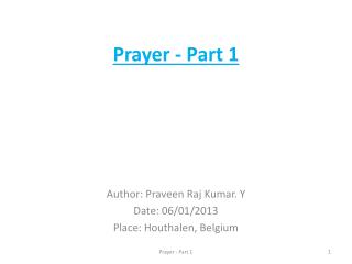 Prayer - Part 1