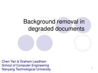 Background removal in degraded documents