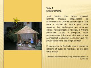 Texte 1 Lecteur : Pierre.
