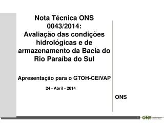 Nota Técnica ONS 0043/2014: