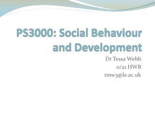 PS3000: Social Behaviour and Development