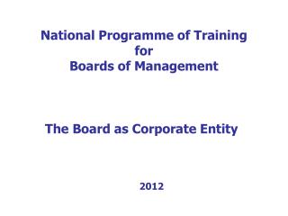 National Programme of Training for Boards of Management