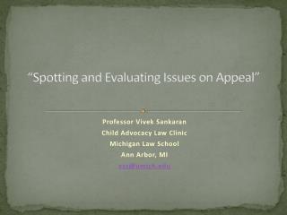 “Spotting and Evaluating Issues on Appeal”