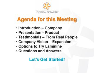 Agenda for this Meeting