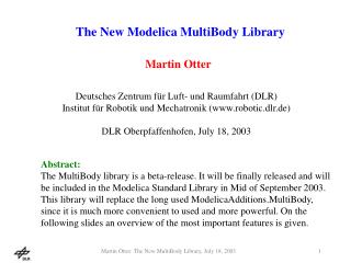 The New Modelica MultiBody Library