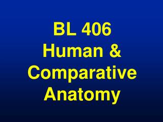 BL 406 Human &amp; Comparative Anatomy