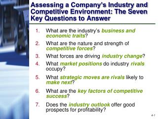 Assessing a Company’s Industry and Competitive Environment: The Seven Key Questions to Answer