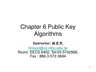Chapter 6 Public Key Algorithms