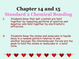 Chapter 14 and 15 Standard 2 Chemical Bonding