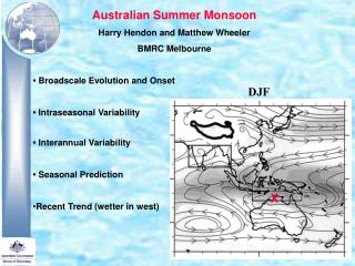 Australian Summer Monsoon Harry Hendon and Matthew Wheeler BMRC Melbourne