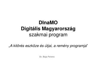 DInaMO Digitális Magyarország szakmai program „ A kitörés eszköze és útjai, a remény programja ”