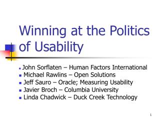 Winning at the Politics of Usability