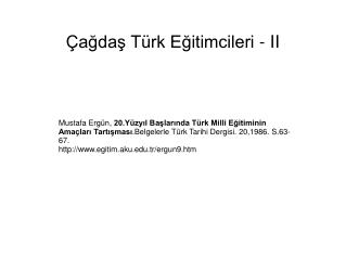 Çağdaş Türk Eğitimcileri - II