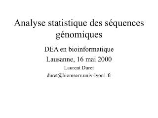 Analyse statistique des séquences génomiques