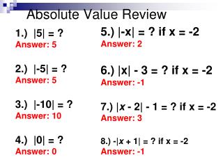 Absolute Value Review