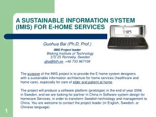 A SUSTAINABLE INFORMATION SYSTEM (IMIS) FOR E-HOME SERVICES
