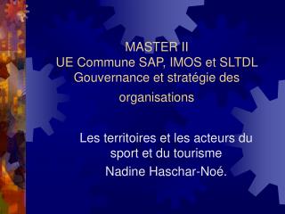 MASTER II UE Commune SAP, IMOS et SLTDL Gouvernance et stratégie des organisations