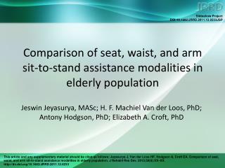 Comparison of seat, waist, and arm sit-to-stand assistance modalities in elderly population
