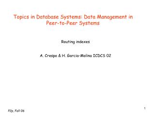 Topics in Database Systems: Data Management in Peer-to-Peer Systems