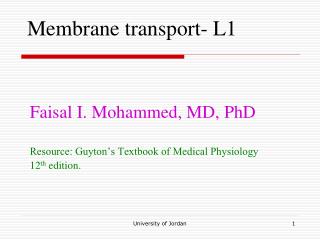 Membrane transport- L1