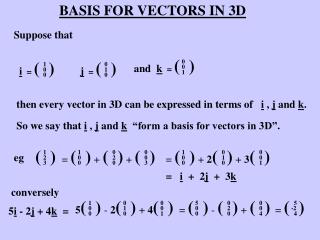 BASIS FOR VECTORS IN 3D