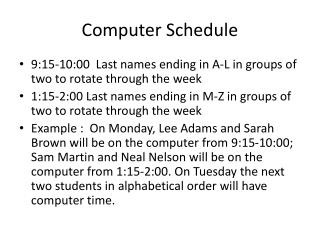 Computer Schedule