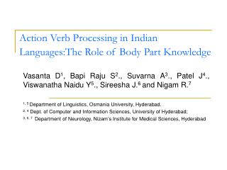 Action Verb Processing in Indian Languages:The Role of Body Part Knowledge