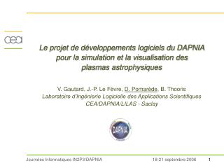 Les simulations numériques au DAPNIA Les enjeux scientifiques et les codes du SAp