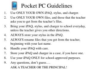 Pocket PC Guidelines