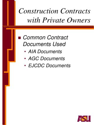 Construction Contracts with Private Owners