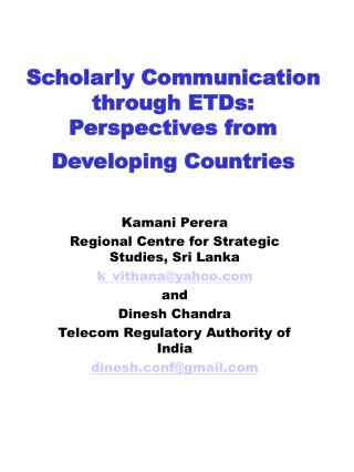 Scholarly Communication through ETDs: Perspectives from Developing Countries