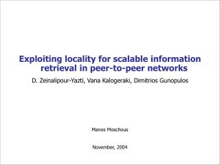 Exploiting locality for scalable information retrieval in peer-to-peer networks