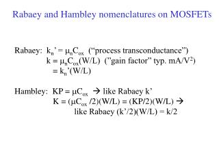 Rabaey and Hambley nomenclatures on MOSFETs