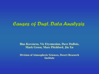 Causes of Dust. Data Analysis