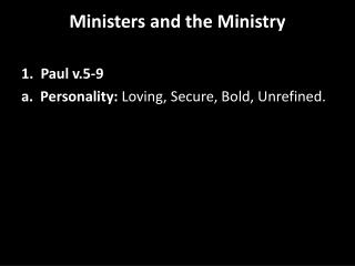 Ministers and the Ministry