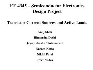 EE 4345 – Semiconductor Electronics Design Project